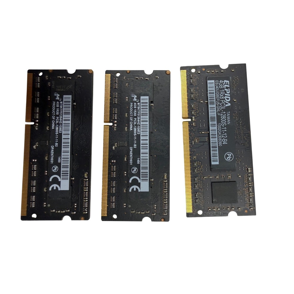 Lot of 3 4GB DDR3L 1600MHz Laptop RAM Micron MT8KTF51264HZ Elpida PC3L-12800S